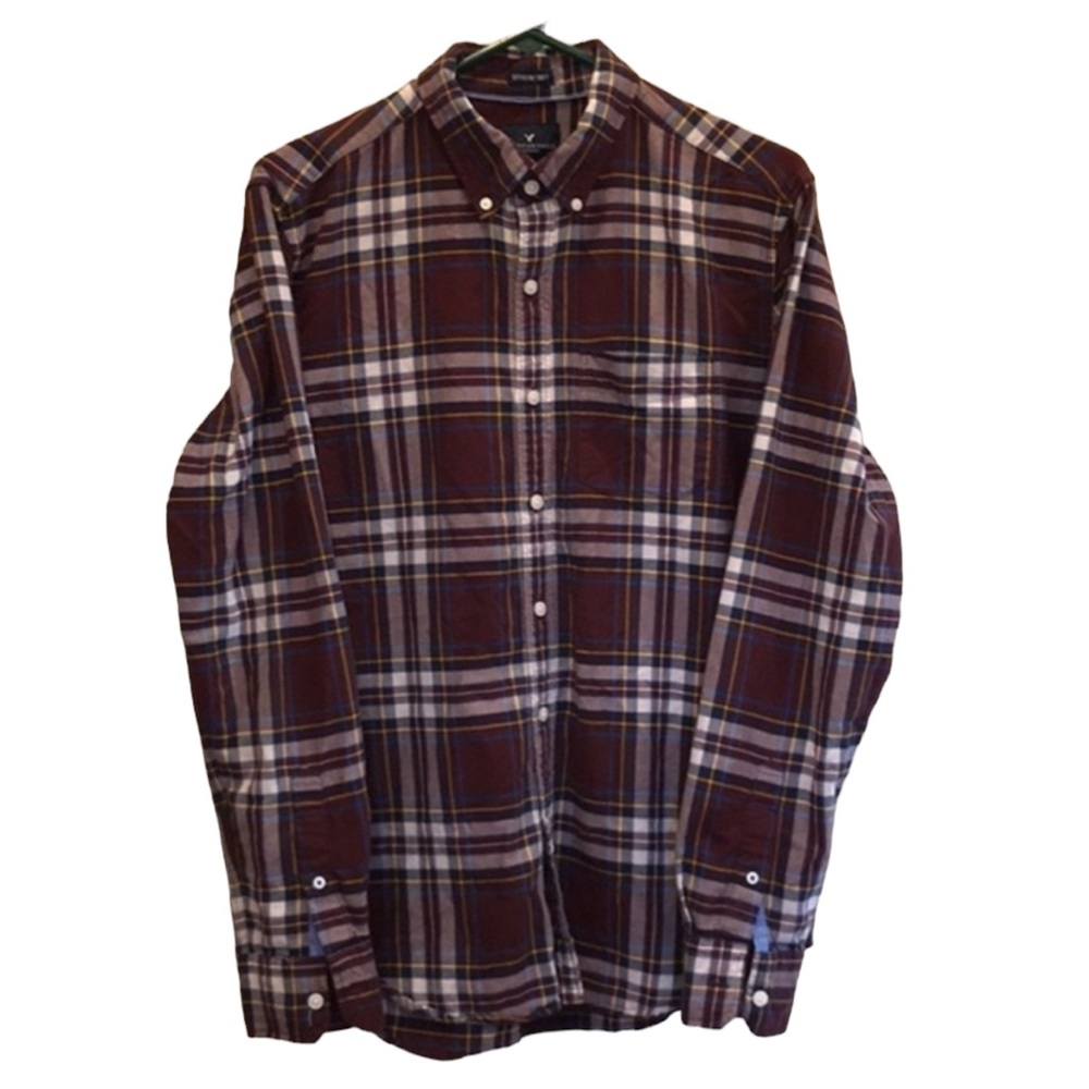 American Eagle Classic Fit Plaid Top